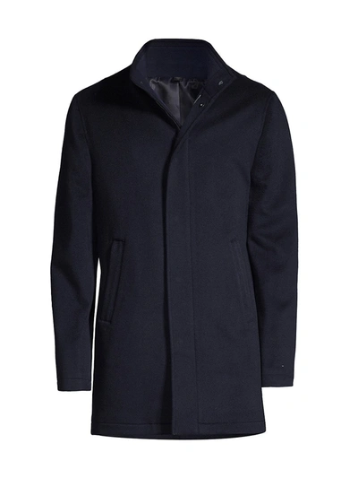 Shop Saks Fifth Avenue Men's Collection Cashmere Stand-collar Coat In Navy