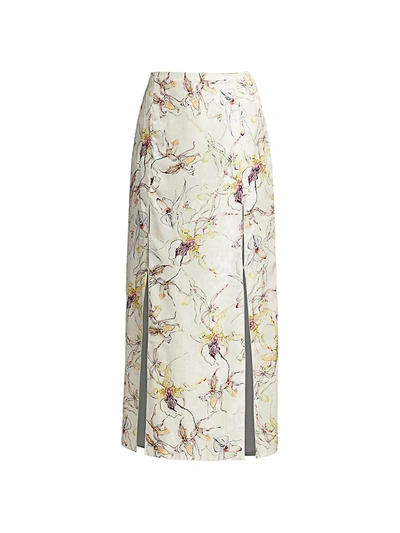 Shop Jason Wu Collection Silk Jacquard Vented Skirt In Off White