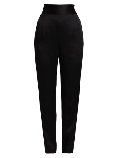 Shop Jason Wu Collection Women's High-waist Crepe Back Satin Pants In Black