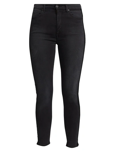 Shop 7 For All Mankind Sequin Side-stripe High-rise Ankle Skinny Jeans In Essex