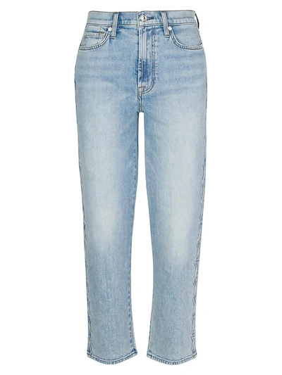 Shop 7 For All Mankind Scallop-trim High-rise Crop Straight Jeans In Aspen