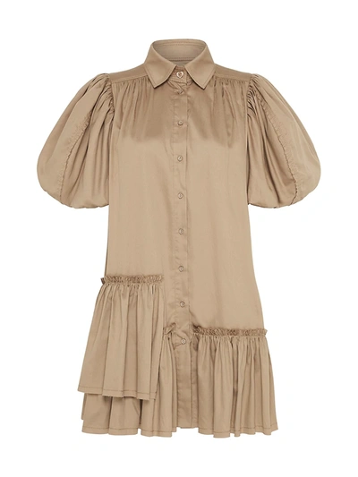 Shop Aje Women's Ambience Puff-sleeve Shirt Dress In Willow