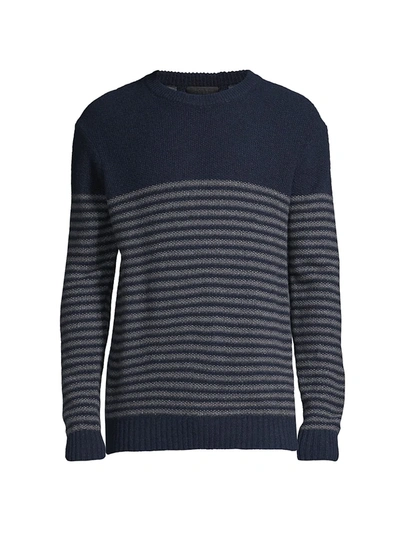 Shop Saks Fifth Avenue Collection Cashmere Think Stripe Crewneck In Navy