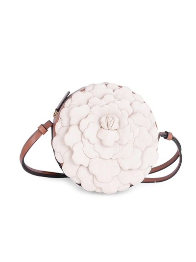 Shop Valentino Garavani Atelier Rose 03 Leather Round Crossbody Bag In Natural