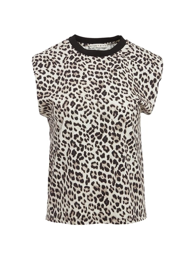 Shop Alice And Olivia Braxton Sleeveless T-shirt In Royal Leopard