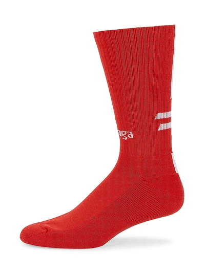 Shop Balenciaga Men's Logo Soccer Socks In Rouge White