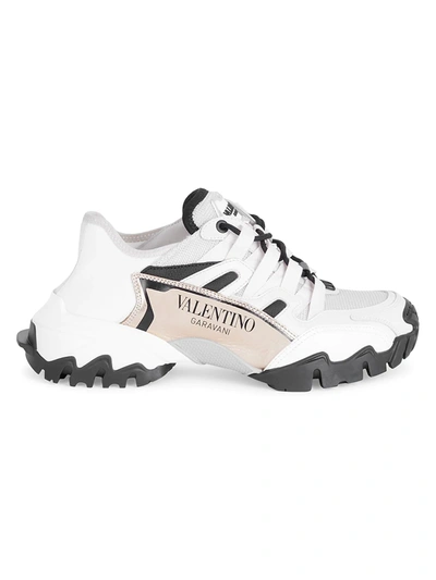 Shop Valentino Climber Sneakers In Light Ivory