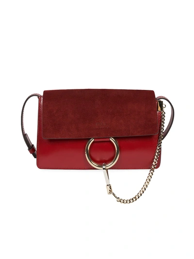 Shop Chloé Small Faye Leather & Suede Shoulder Bag In Red