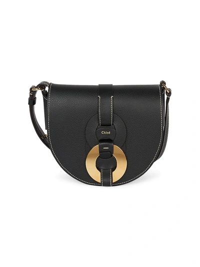 Shop Chloé Darryl Leather Saddle Bag In Black