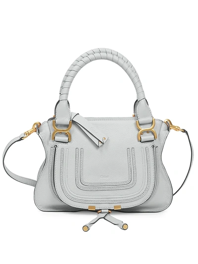 Shop Chloé Small Marcie Leather Satchel In Light Cloud