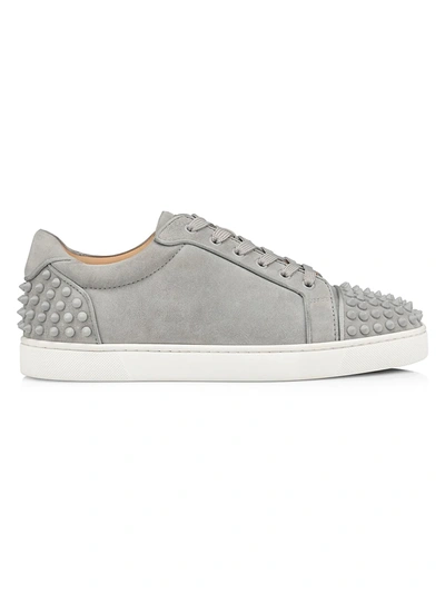 Shop Christian Louboutin Men's Seavaste 2 Orlato Flat Sneakers In Powder Grey