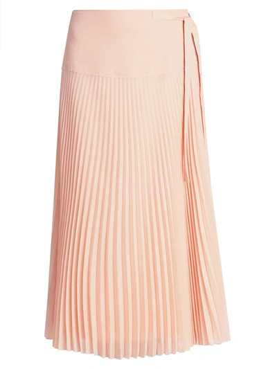 Shop Chloé Pleated Silk-blend Georgette Skirt In Biscuit Pink