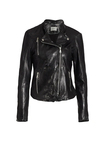 Shop Gestuz Joanna Leather Moto Jacket In Black