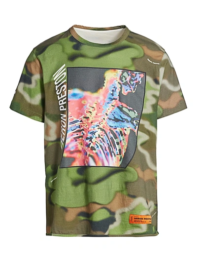 Shop Heron Preston Men's Capsule Regular-fit Camo Spray T-shirt In Green Camo