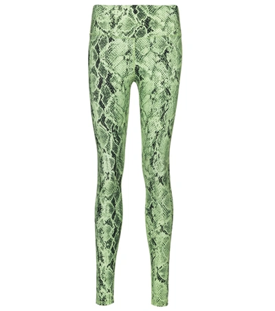 Shop Alo Yoga Vapor Snake-print Leggings In Green