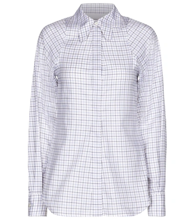 Shop Victoria Beckham Checked Cotton Twill Shirt In Blue