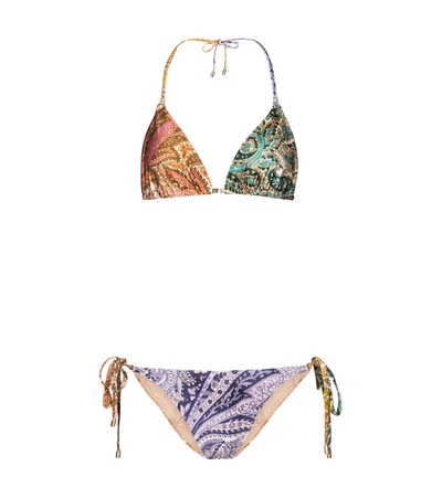 Shop Zimmermann Brighton Printed Triangle Bikini In Multicoloured