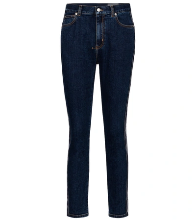 Shop Alexander Mcqueen High-rise Slim Cropped Jeans In Blue