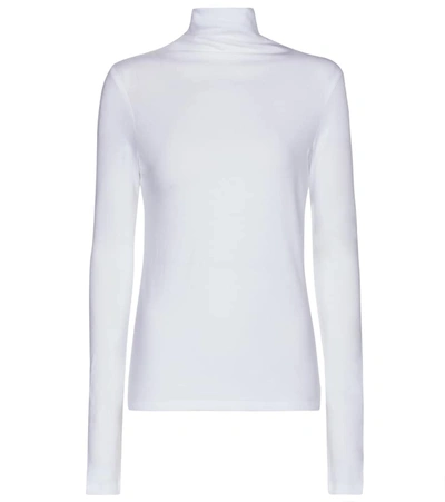 Shop Vince Essentials Cotton Turtleneck Top In White