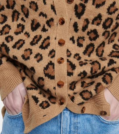 Shop Khaite Amelia Leopard-print Cashmere Cardigan In Brown