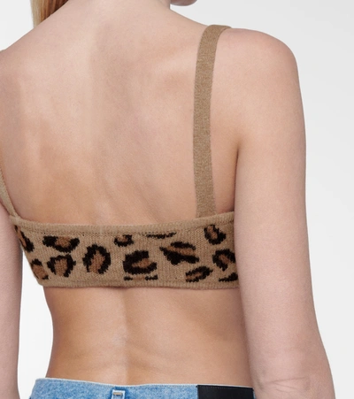 Shop Khaite Eda Cheetah-print Cashmere Bralette In Brown