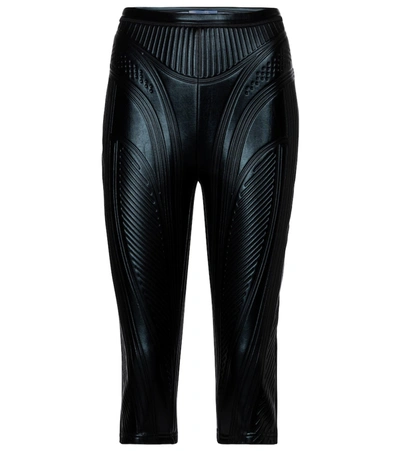 Shop Mugler Embossed Scuba Biker Shorts In Black