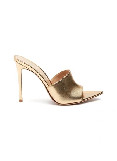 Shop Gianvito Rossi Point Toe Heeled Leather Mule Sandals In Metallic