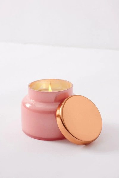 Shop Capri Blue Mini Glass Jar Candle In Pink