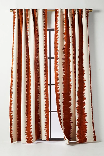 Shop Anthropologie Maiko Jacquard-woven Curtain By  In Orange Size 108"