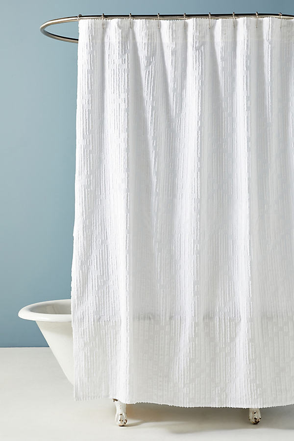 Anthropologie Clipped Jacquard Shower, Terry Cloth Shower Curtain