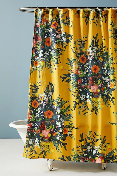 Shop Anthropologie Marcene Bouquet Shower Curtain By  In Assorted Size 72 X 72