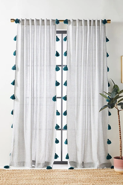 Shop Anthropologie Mindra Curtain By  In White Size 50x84