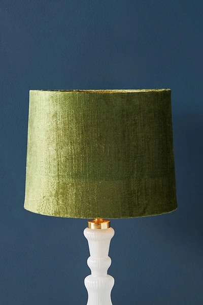 Shop Anthropologie Solid Velvet Lamp Shade By  In Green Size M