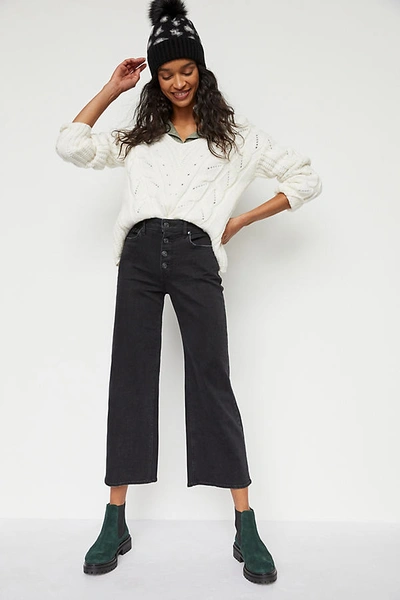 Shop Paige Anessa Ultra High-rise Wide-leg Jeans In Black