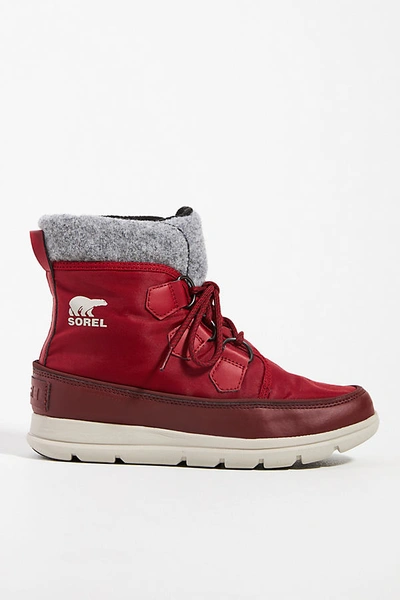 Shop Sorel Explorer Carnival Ankle Boots In Red