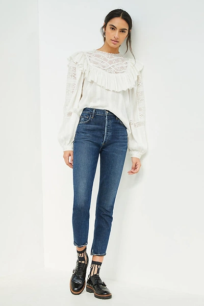 Shop Agolde Wilder Straight Ankle Jeans In Blue