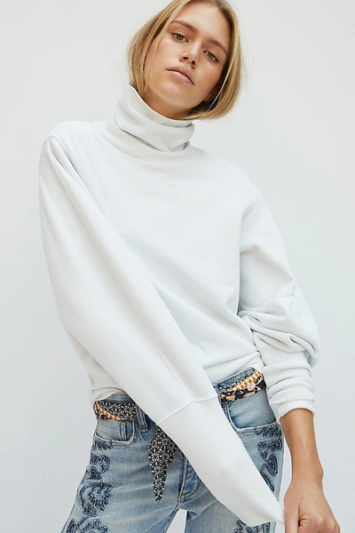 Shop Agolde Mia Turtleneck Sweatshirt In White