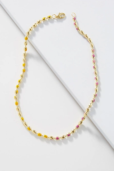 Shop A. Carnevale Painted Ball Necklace In Orange