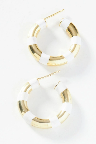 Shop A. Carnevale Striped Hoop Earrings In White