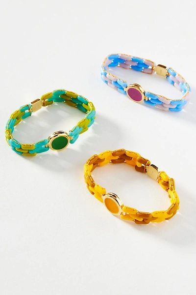 Shop A. Carnevale Glass Beads Stretch Bracelet In Green
