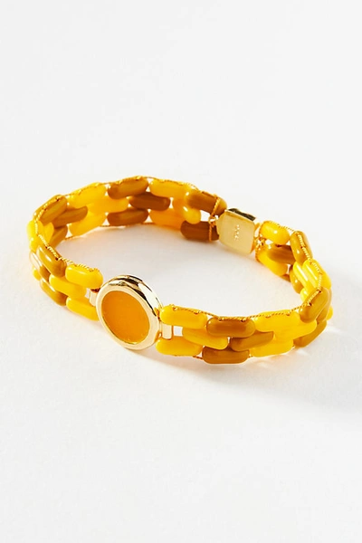 Shop A. Carnevale Glass Beads Stretch Bracelet In Yellow