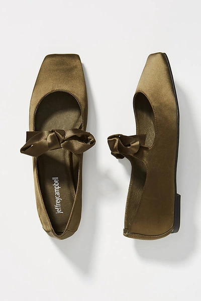 Shop Jeffrey Campbell Bow Square-toed Flats In Green