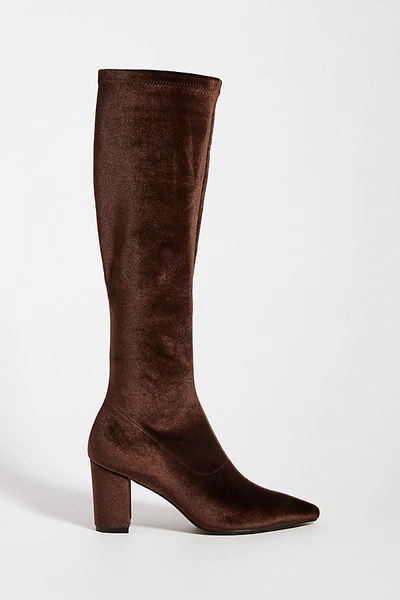 Shop Silent D Comess Velvet Knee-high Boots In Brown