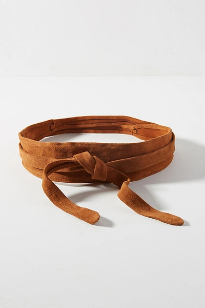 Shop Ada Classic Obi Suede Wrap Belt In Brown