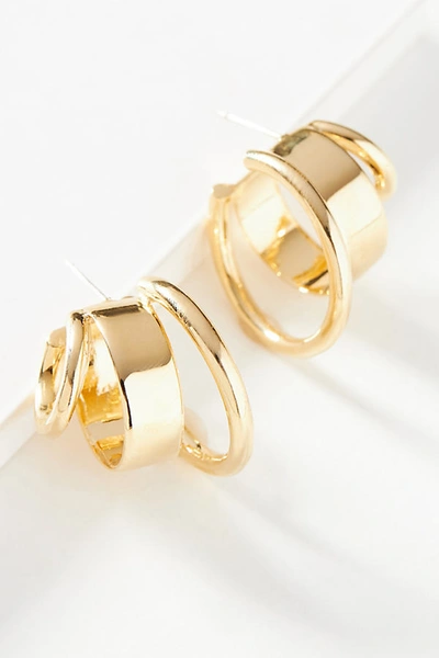 Shop Lady Grey Triad Huggie Hoop Earrings In Gold