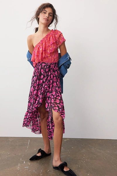 Shop Misa Aida One-shoulder Maxi Dress In Pink