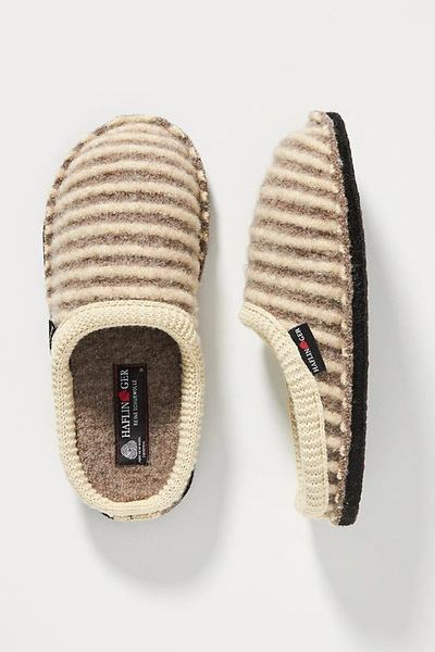 Cathy Striped Slippers In Beige