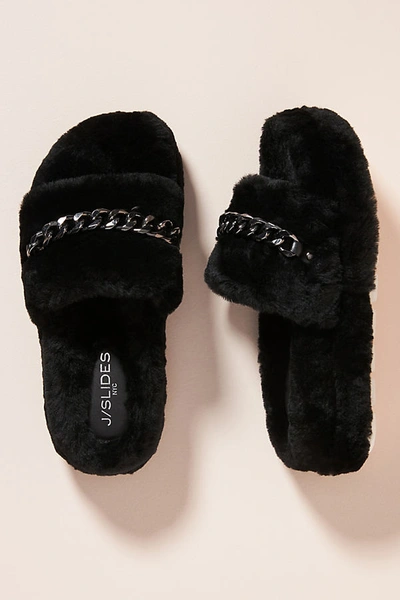 Shop J/slides Billie Shearling Slippers In Black