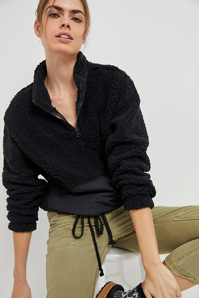Shop Rd Style Dreamy Plush Quarter-zip Pullover In Black