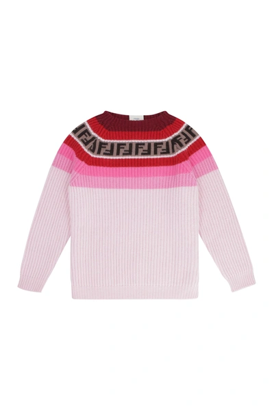 Shop Fendi Knit Wool Blend Pullover In Pink